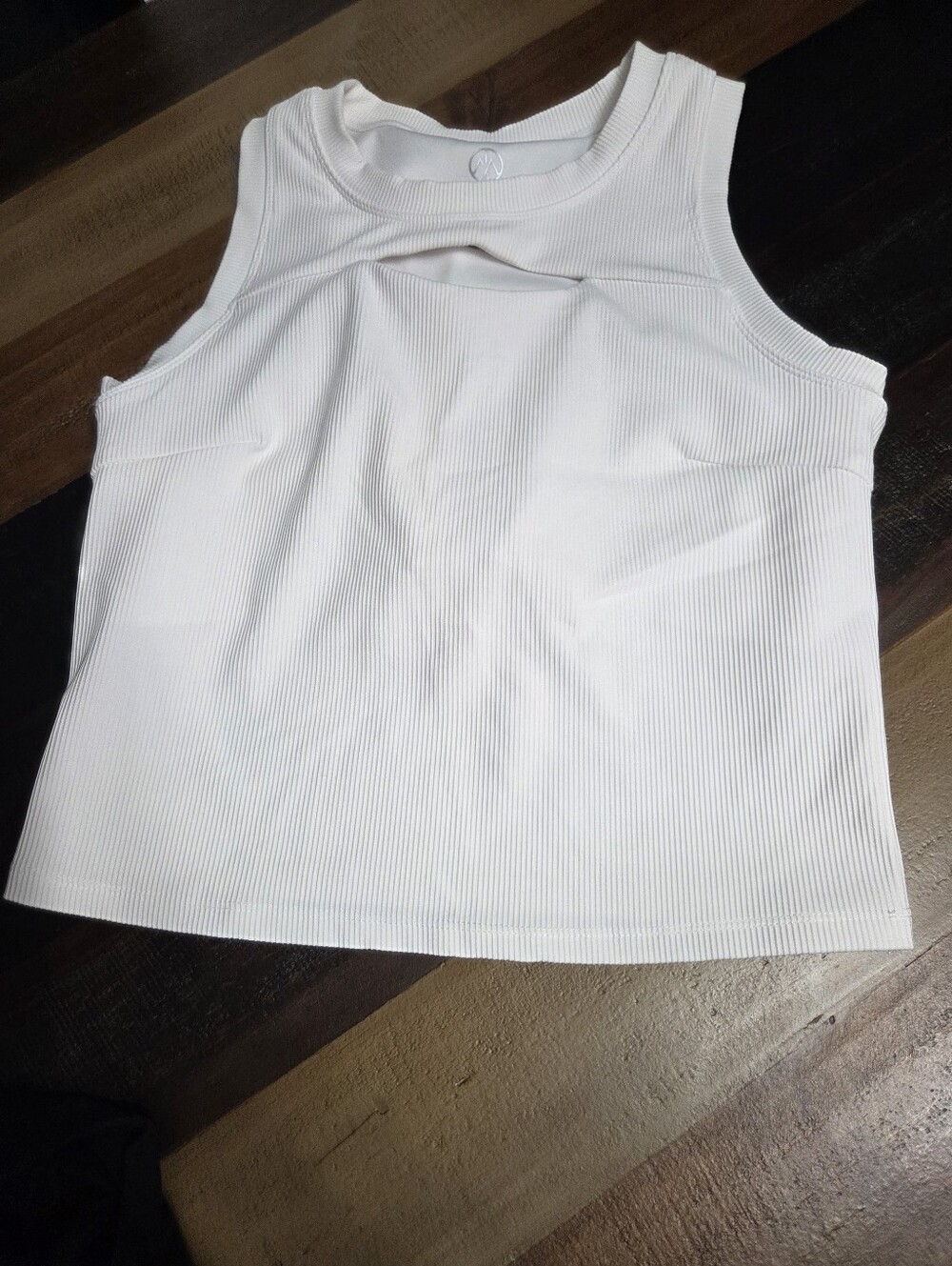 White Ribbed Cutout Atheltic Tank Top